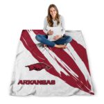 arkansas razorbacks brushstrokes red white blanket high quality