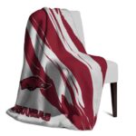 arkansas razorbacks brushstrokes red white blanket top rated