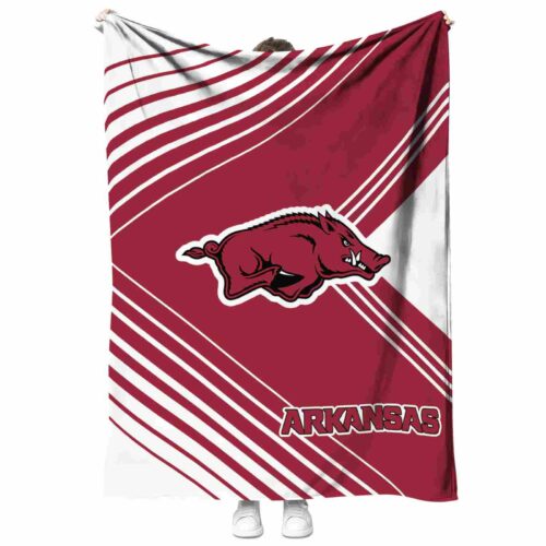 arkansas razorbacks diagonal stripes red blanket best selling