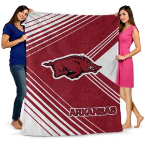 arkansas razorbacks diagonal stripes red blanket fashion forward