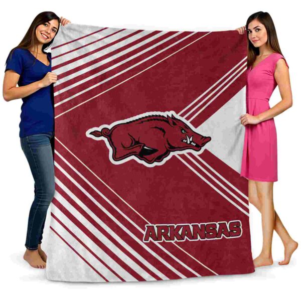 arkansas razorbacks diagonal stripes red blanket fashion forward