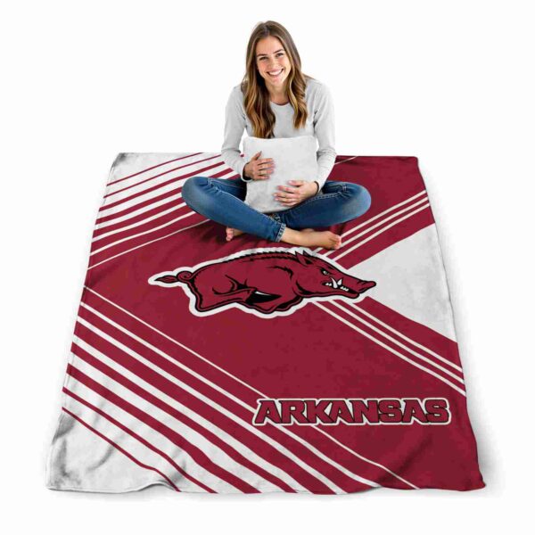 arkansas razorbacks diagonal stripes red blanket high quality