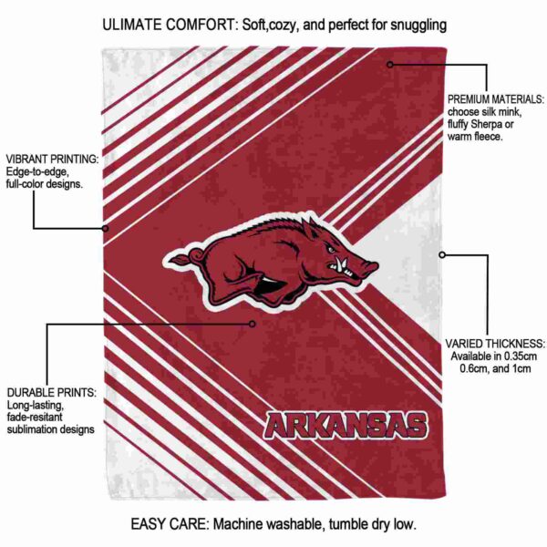 arkansas razorbacks diagonal stripes red blanket new arrival