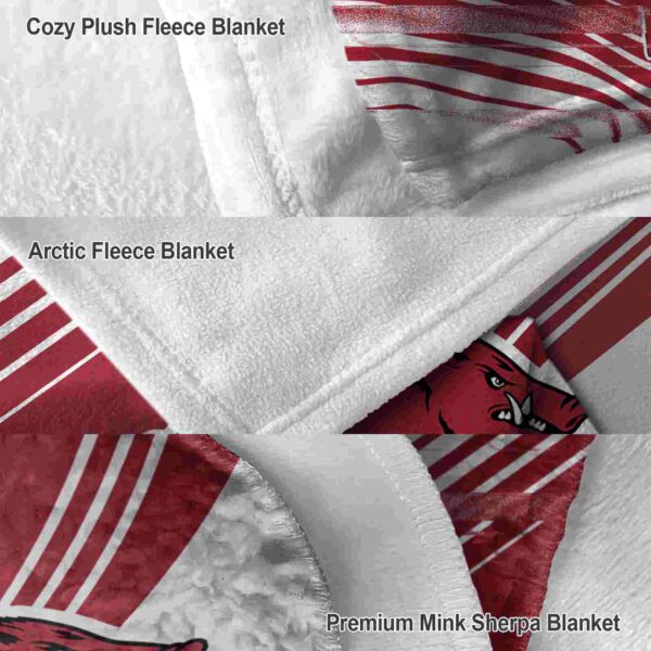 arkansas razorbacks diagonal stripes red blanket premium grade