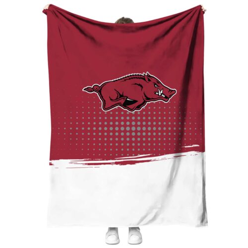 arkansas razorbacks gradient dots red blanket best selling