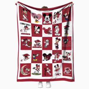 arkansas razorbacks mickey minnie red white blanket best selling