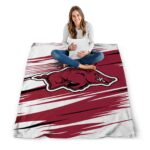 arkansas razorbacks paint streaks red white blanket high quality