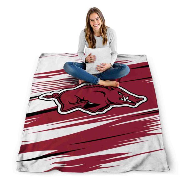 arkansas razorbacks paint streaks red white blanket high quality