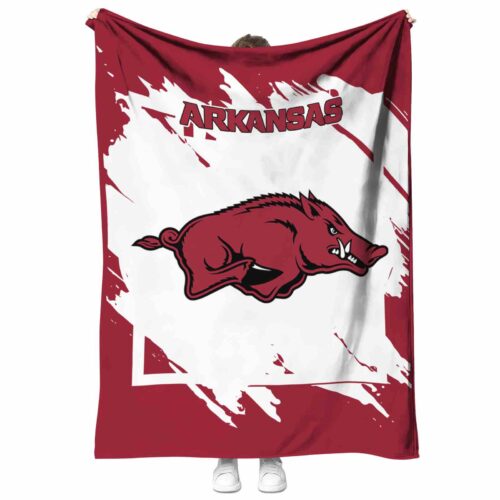 arkansas razorbacks splatter effect red blanket best selling