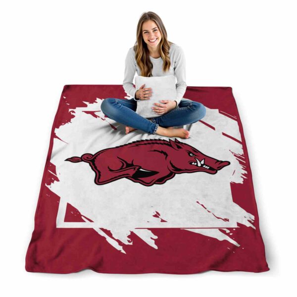 arkansas razorbacks splatter effect red blanket high quality