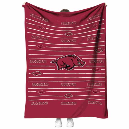 arkansas razorbacks striped pattern red blanket best selling