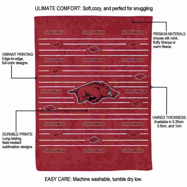arkansas razorbacks striped pattern red blanket new arrival