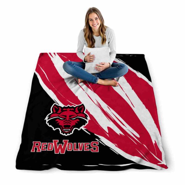 arkansas state red wolves brushstrokes scarlet white blanket high quality