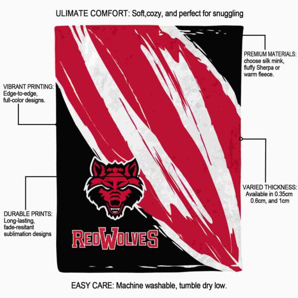 arkansas state red wolves brushstrokes scarlet white blanket new arrival