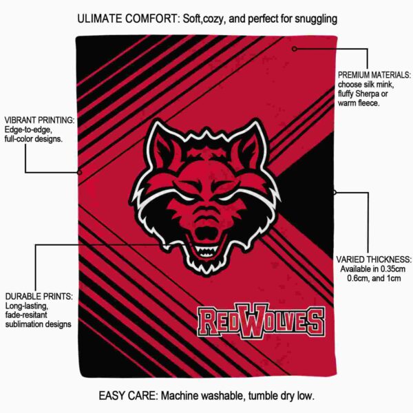 arkansas state red wolves diagonal stripes scarlet blanket new arrival