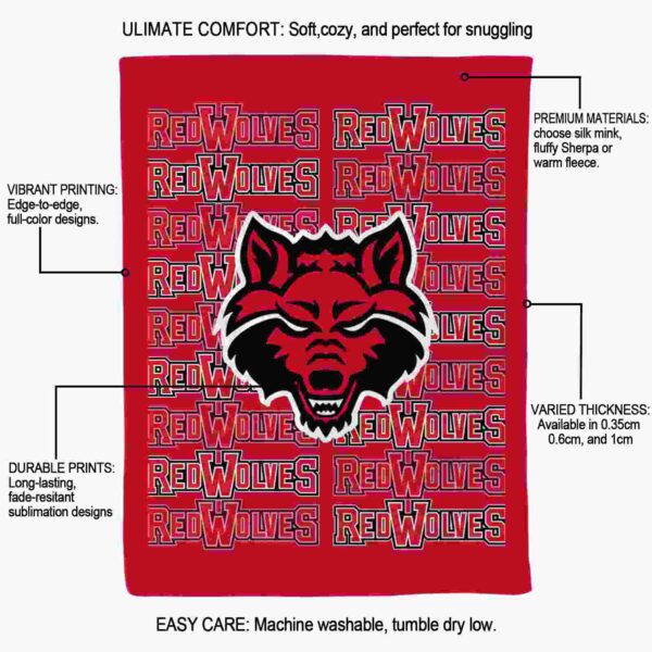 arkansas state red wolves fan pride scarlet blanket new arrival