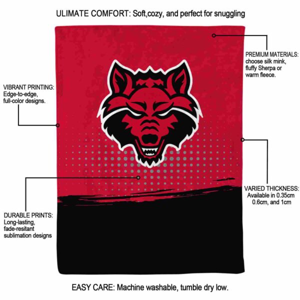 arkansas state red wolves gradient dots scarlet blanket new arrival