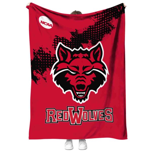 arkansas state red wolves grunge texture scarlet blanket best selling