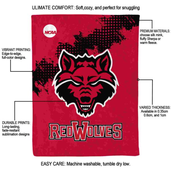 arkansas state red wolves grunge texture scarlet blanket new arrival