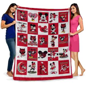 arkansas state red wolves mickey minnie scarlet white blanket fashion forward