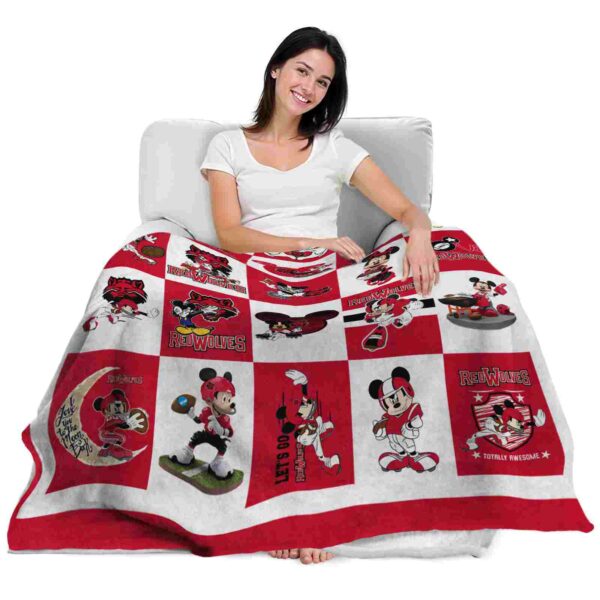 arkansas state red wolves mickey minnie scarlet white blanket latest model