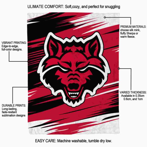 arkansas state red wolves paint streaks scarlet white blanket new arrival