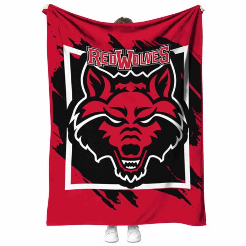arkansas state red wolves splatter effect scarlet blanket best selling