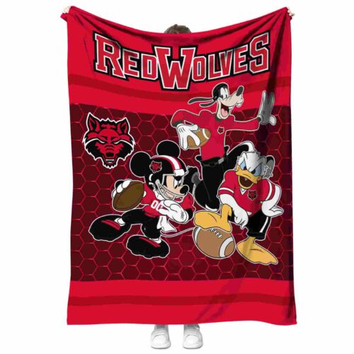 arkansas state red wolves three musketeers scarlet blanket best selling