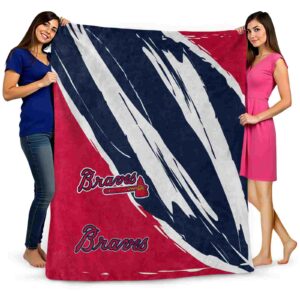 atlanta braves brushstrokes navy white blanket fashion forward