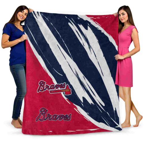 atlanta braves brushstrokes navy white blanket fashion forward