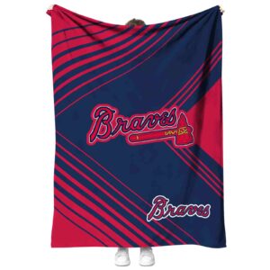 atlanta braves diagonal stripes navy blanket best selling