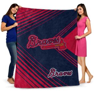atlanta braves diagonal stripes navy blanket fashion forward