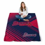 atlanta braves diagonal stripes navy blanket best selling