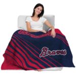 atlanta braves diagonal stripes navy blanket best selling