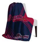 atlanta braves diagonal stripes navy blanket best selling