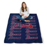 atlanta braves fan pride navy blanket high quality