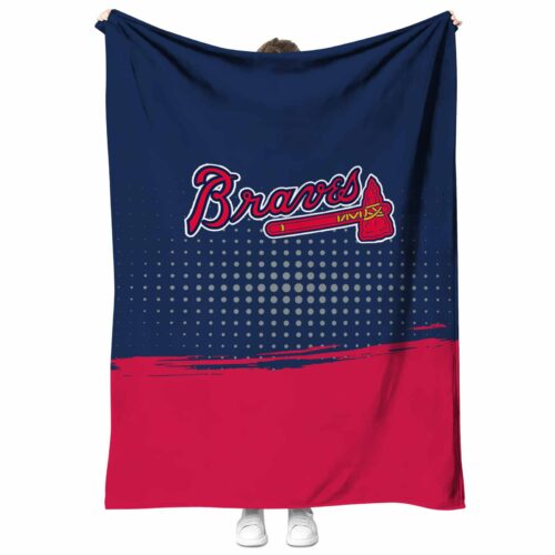 atlanta braves gradient dots navy blanket best selling
