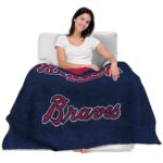 atlanta braves grunge texture navy blanket latest model