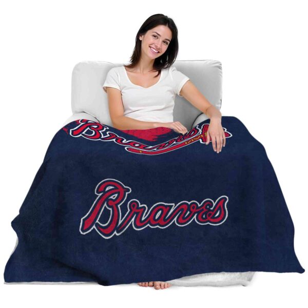 atlanta braves grunge texture navy blanket latest model