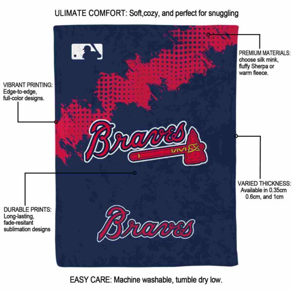 atlanta braves grunge texture navy blanket new arrival