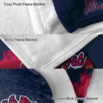 atlanta braves grunge texture navy blanket premium grade