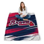 atlanta braves paint streaks navy white blanket best selling