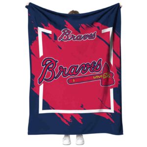 atlanta braves splatter effect navy blanket best selling