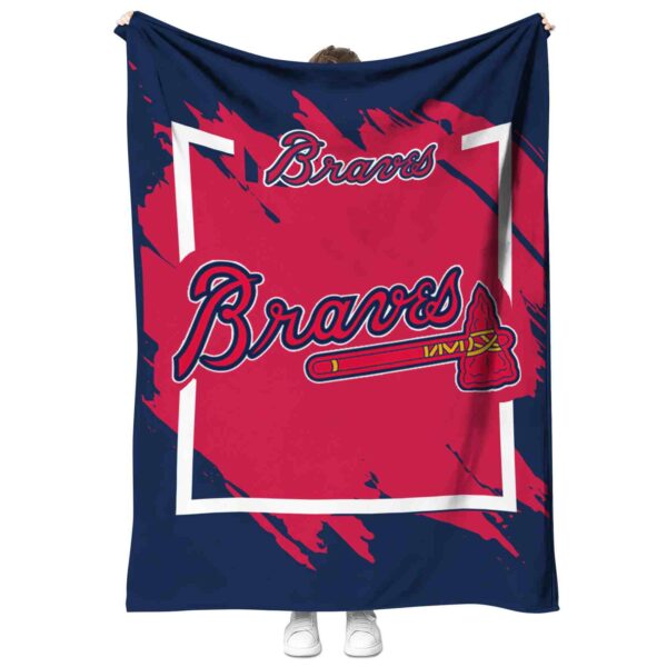 atlanta braves splatter effect navy blanket best selling
