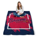 atlanta braves splatter effect navy blanket high quality