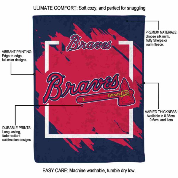 atlanta braves splatter effect navy blanket new arrival