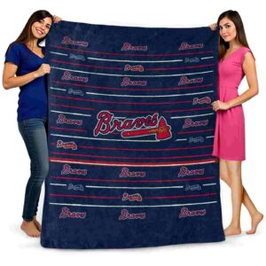 atlanta braves striped pattern navy blanket fashion forward