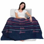 atlanta braves striped pattern navy blanket best selling