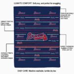atlanta braves striped pattern navy blanket best selling