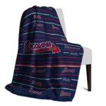 atlanta braves striped pattern navy blanket best selling